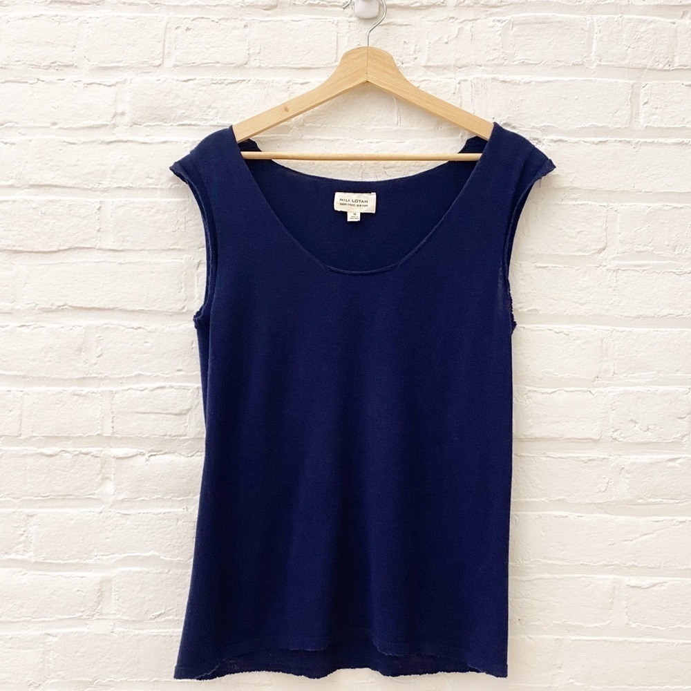 Nili Lotan || Cashmere Blend Sweater Tank Navy Blue XS